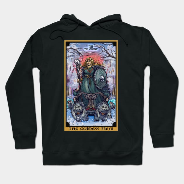 The Goddess Freya The Chariot Tarot Card Hoodie by TheGhoulishGarb